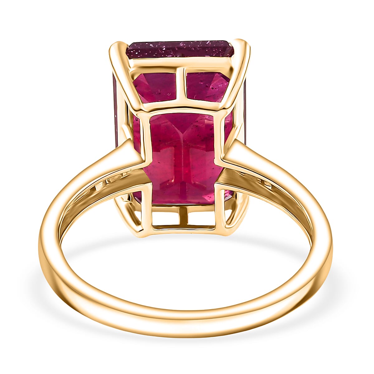 One Time Deal - 9K Yellow Gold AAA  Rare Size OC14x10 African Ruby & White Diamond Ring 11.23 Ct.
