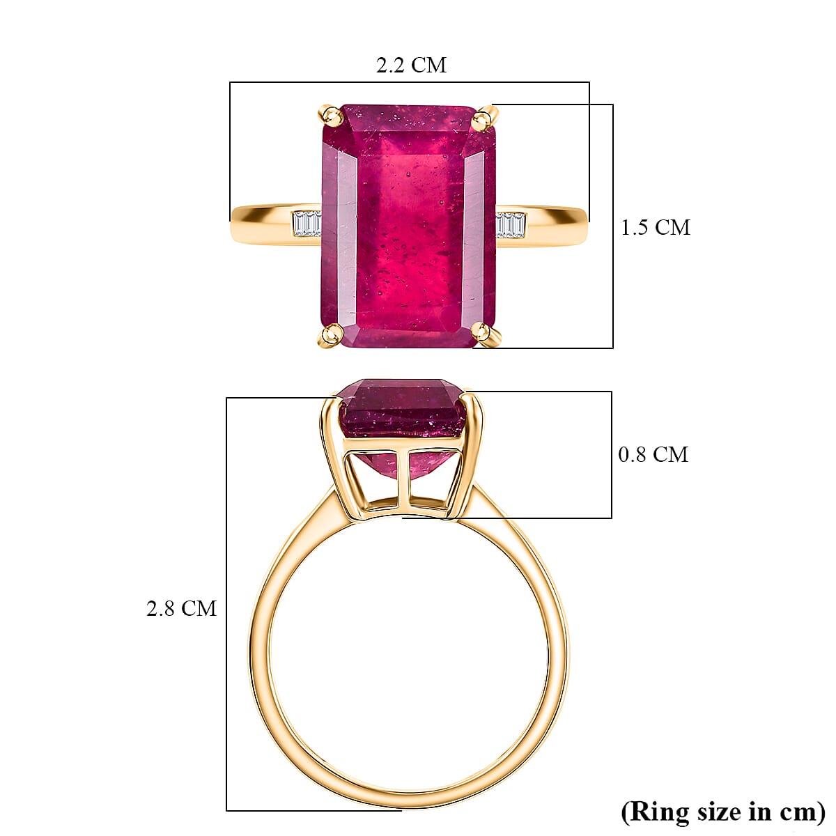 One Time Deal - 9K Yellow Gold AAA  Rare Size OC14x10 African Ruby & White Diamond Ring 11.23 Ct.