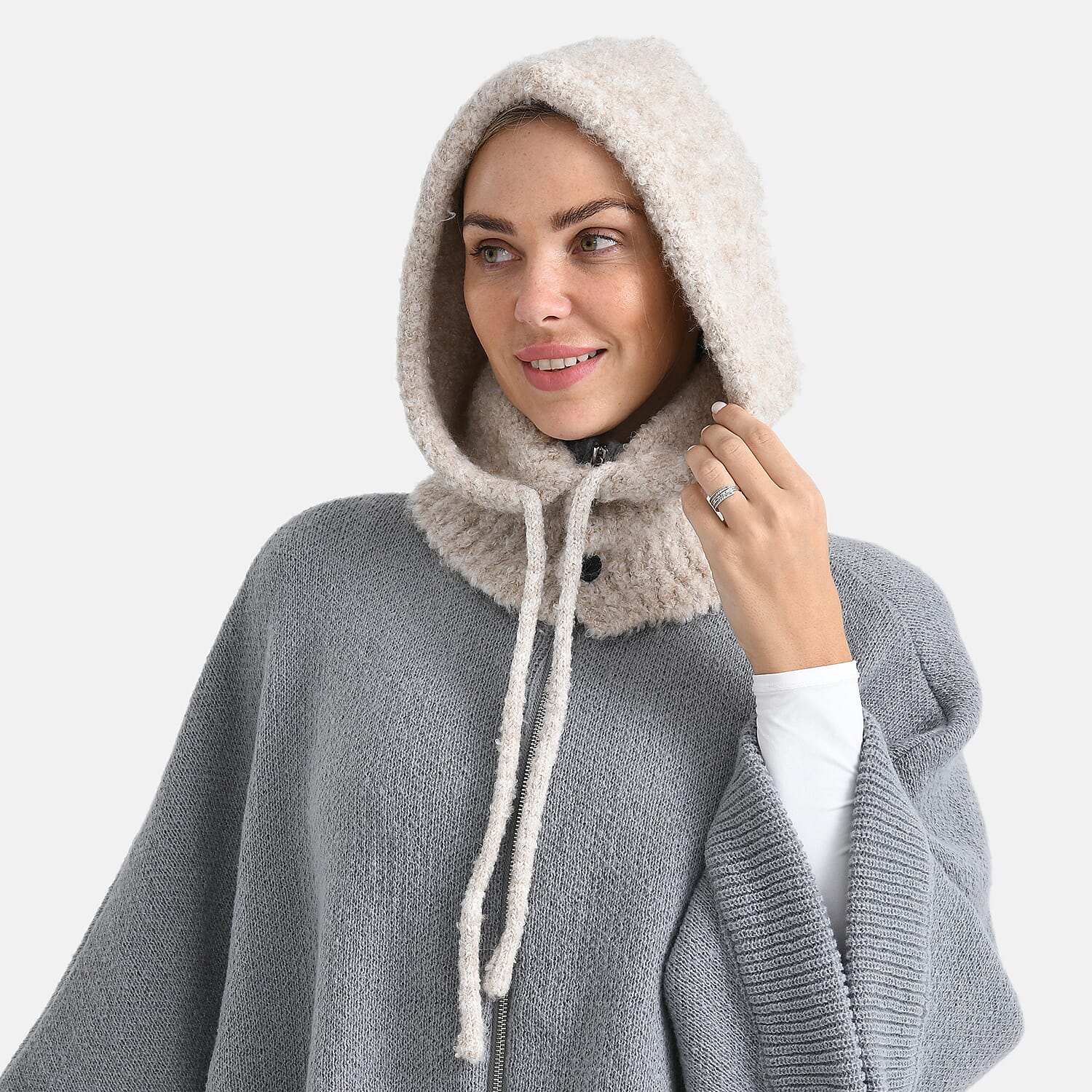 Hooded Drawstring Hat (28 x 24cm) - Beige