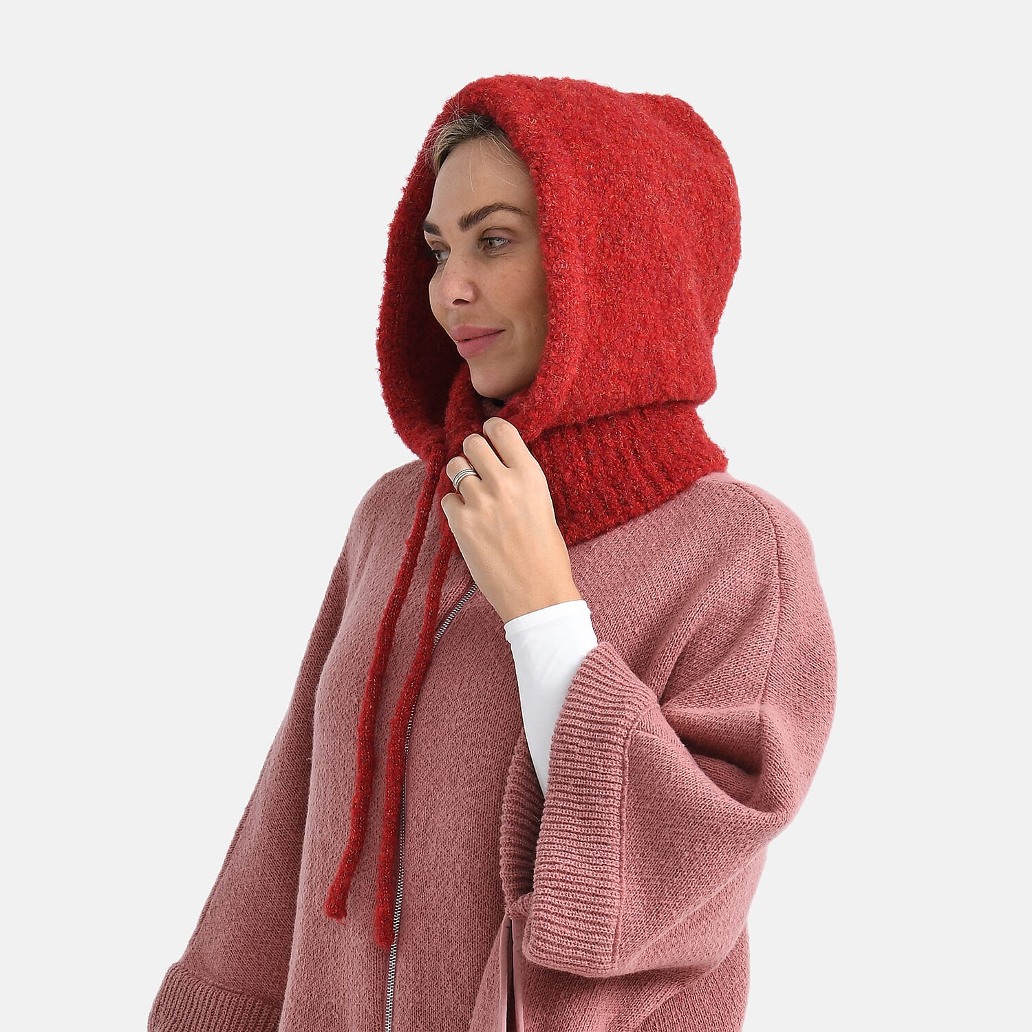 Hooded Drawstring Hat (28 x 24cm) - Red