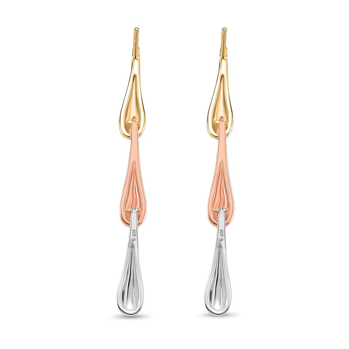 LucyQ Tri Drip Collection - Sterling Silver Earring in 18K Vermeil Tri Colour Plated