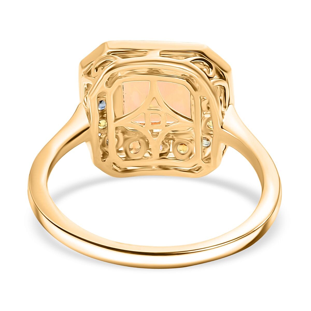 Djoy Natural Ethiopian Welo Opal & Multi Sapphire Garden of Light Ring in 18K Vermeil Yellow Gold Sterling Silver 2.38 Ct.