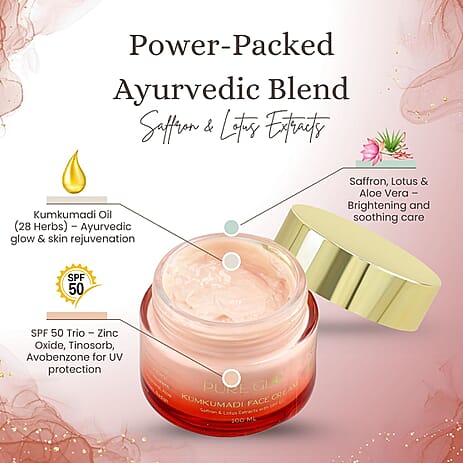 Pure Glo Kumkumadi Facial Cream with SPF 50 - 100ml