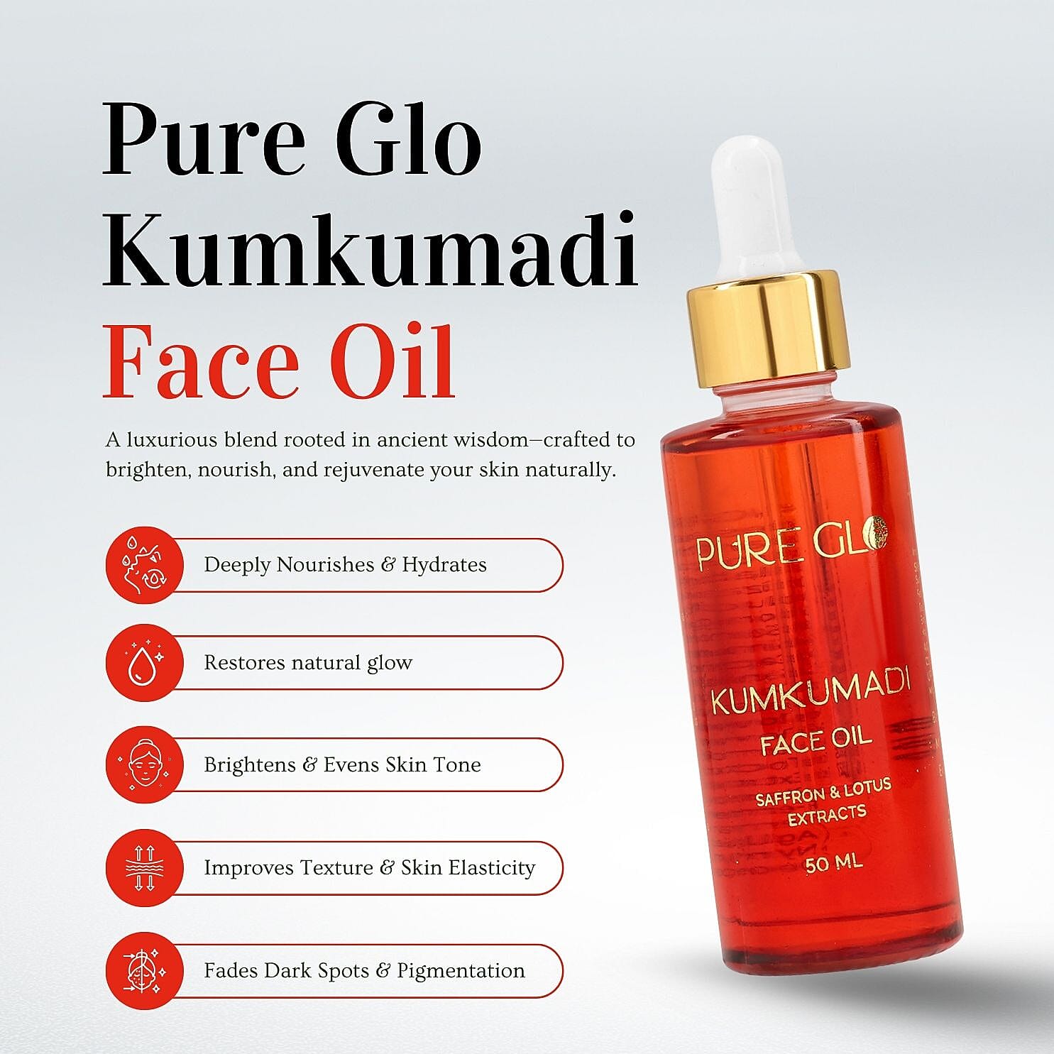 "Pure Glo Kumkumadi Facial Oil 50 ml-     6.76 oz"