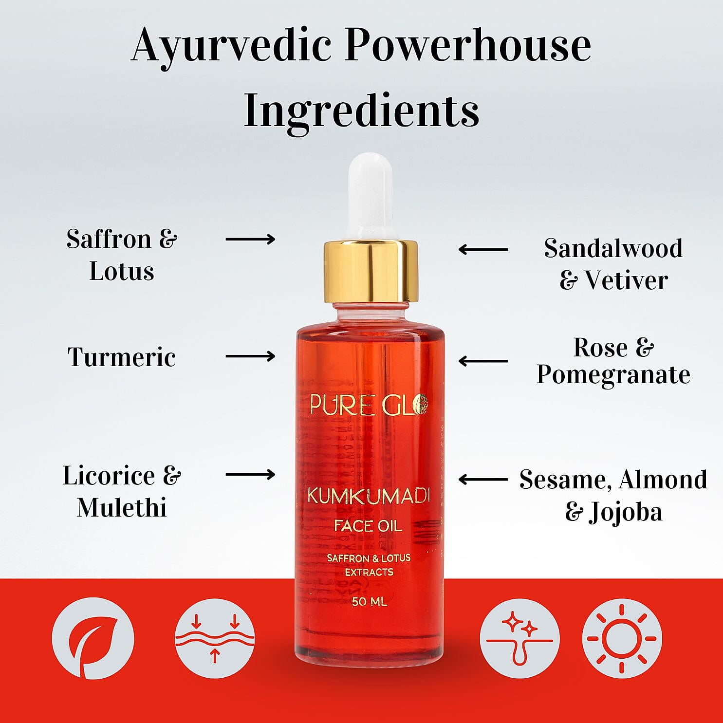 "Pure Glo Kumkumadi Facial Oil 50 ml-     6.76 oz"