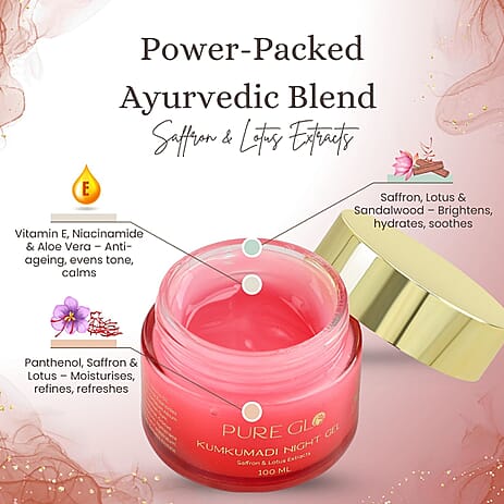 "Pure Glo kumkumadi night gel 100ml-  3.38 oz"