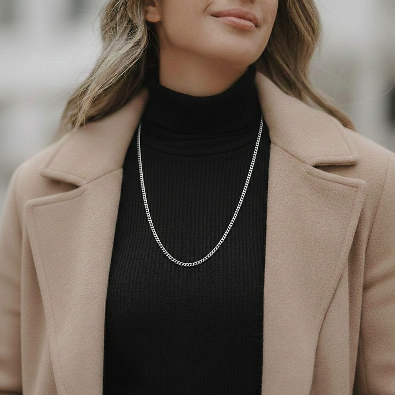 Thai Sterling Silver Diamond Cut Curb Chain (Size 24) with Spring Ring Clasp