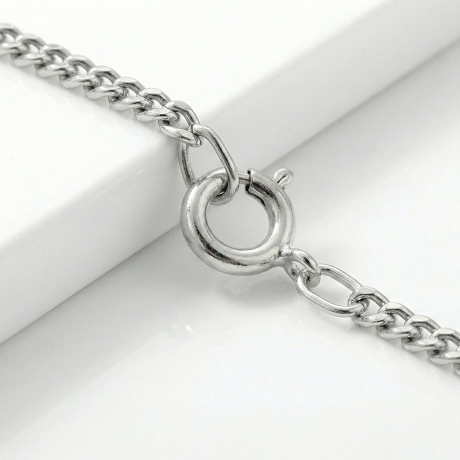 Thai Sterling Silver Diamond Cut Curb Chain (Size 24) with Spring Ring Clasp