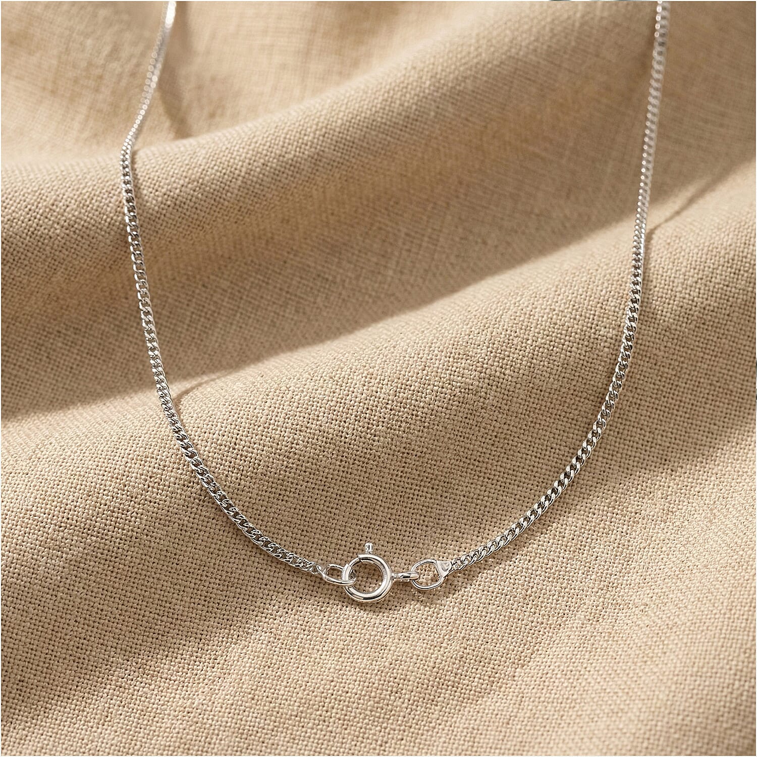 Thai Sterling Silver Diamond Cut Curb Chain (Size 24) with Spring Ring Clasp