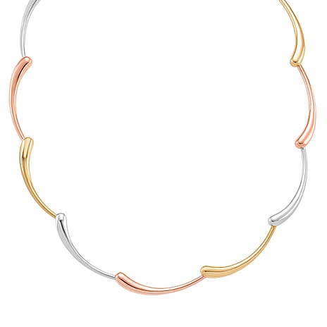 LucyQ Tri Drip Collection - Sterling Silver Necklace (Size 18 - 2 Ext) in 18K Vermeil Tri Colour Plated, Silver Wt. 28.90 Gms.