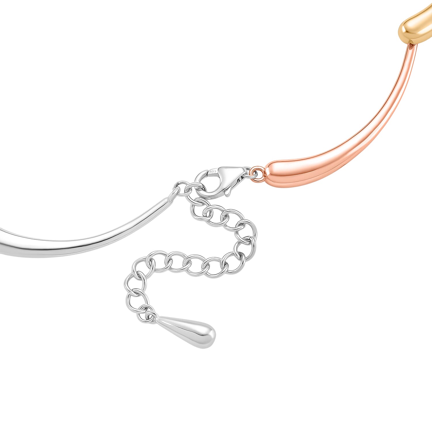 LucyQ Tri Drip Collection - Sterling Silver Necklace (Size 18 - 2 Ext) in 18K Vermeil Tri Colour Plated, Silver Wt. 28.90 Gms.