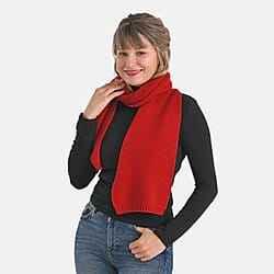100% Wool Cosy Winter Scarf (150 x 21cm) - Red