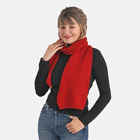 100% Wool Cosy Winter Scarf (150 x 21cm) - Red