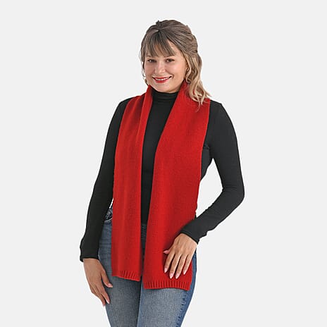 100% Wool Cosy Winter Scarf (150 x 21cm) - Red