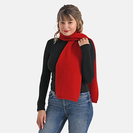 100% Wool Cosy Winter Scarf (150 x 21cm) - Red