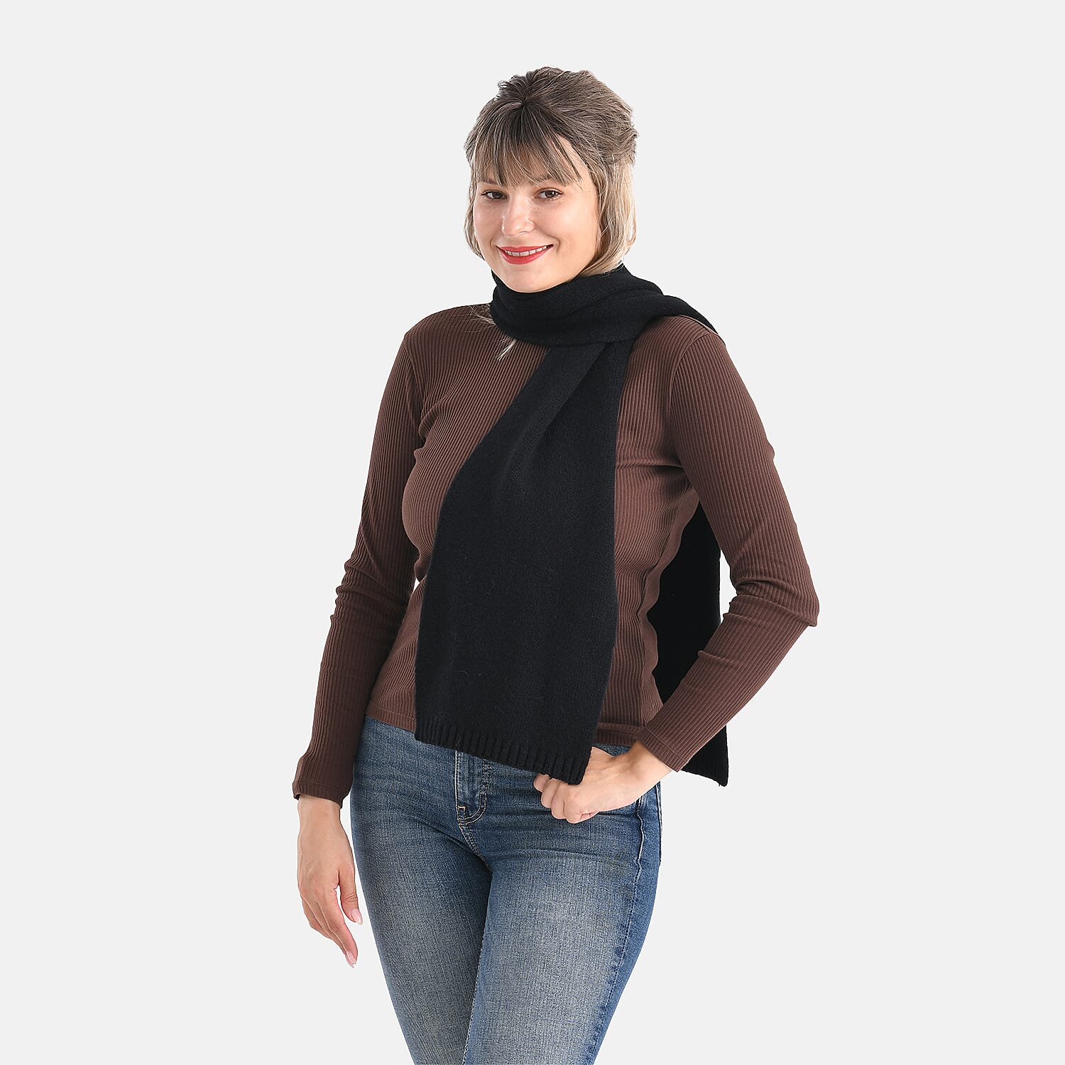 Wool-Solid-Scarf-Size-One-Size-Black