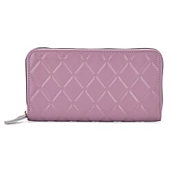 Closeout Deal - Genuine Leather Rhombus Pattern Embossed Wallet with RFID Protection