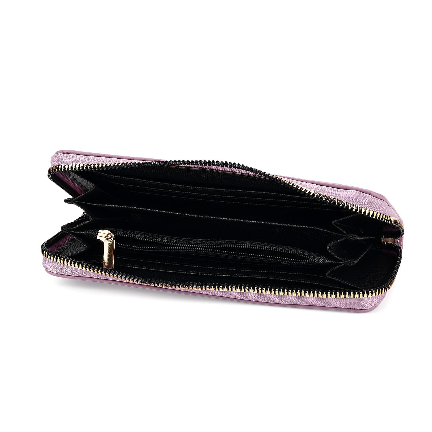 Closeout Deal- Genuine Leather Embossed Rhombus RFID Protected Clutch - Light Purple