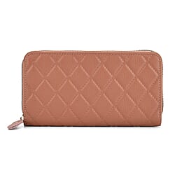 Closeout Deal - Genuine Leather Rhombus Pattern Embossed Wallet with RFID Protection