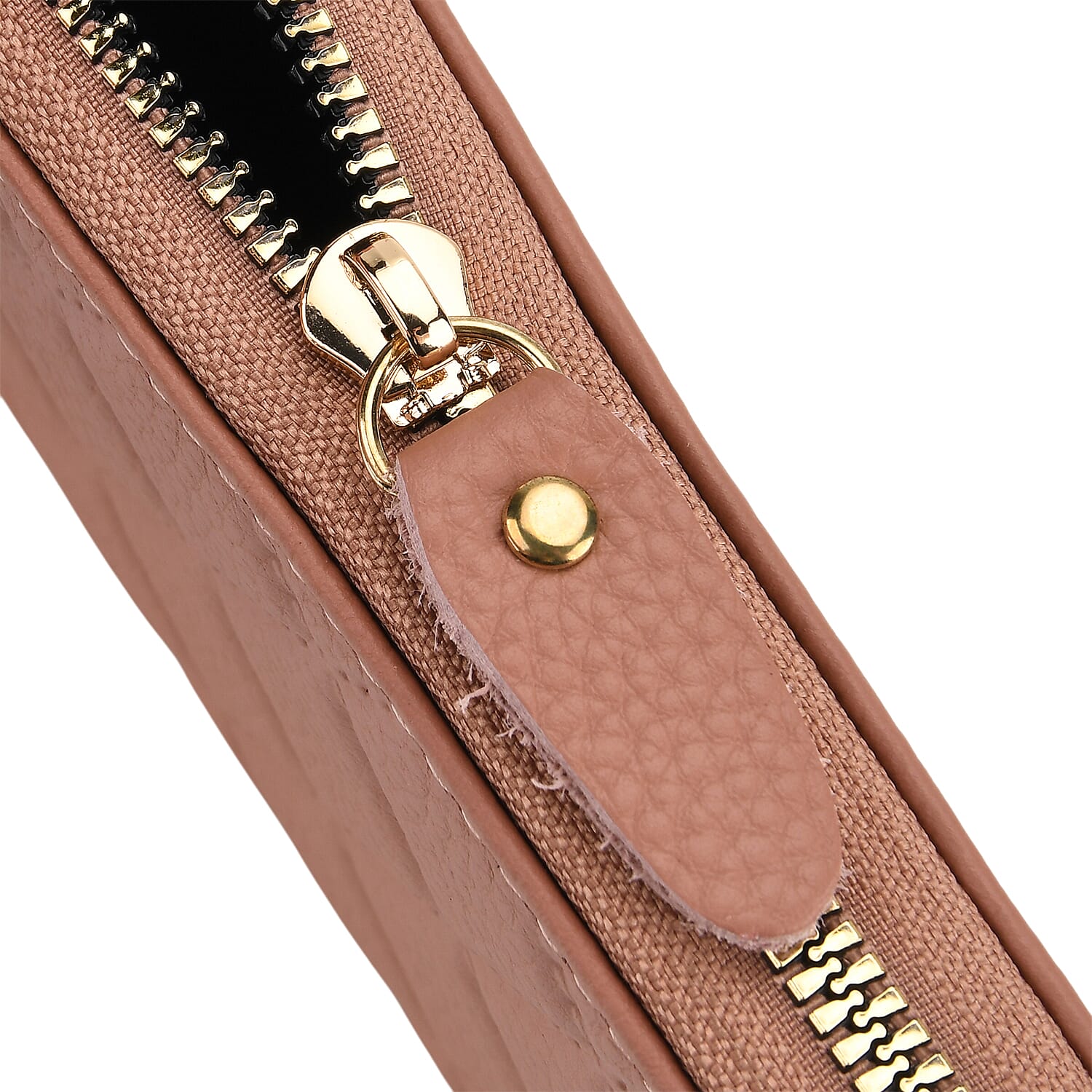 Closeout Deal- Genuine Leather Embossed Rhombus RFID Protected Clutch - Dusty Pink