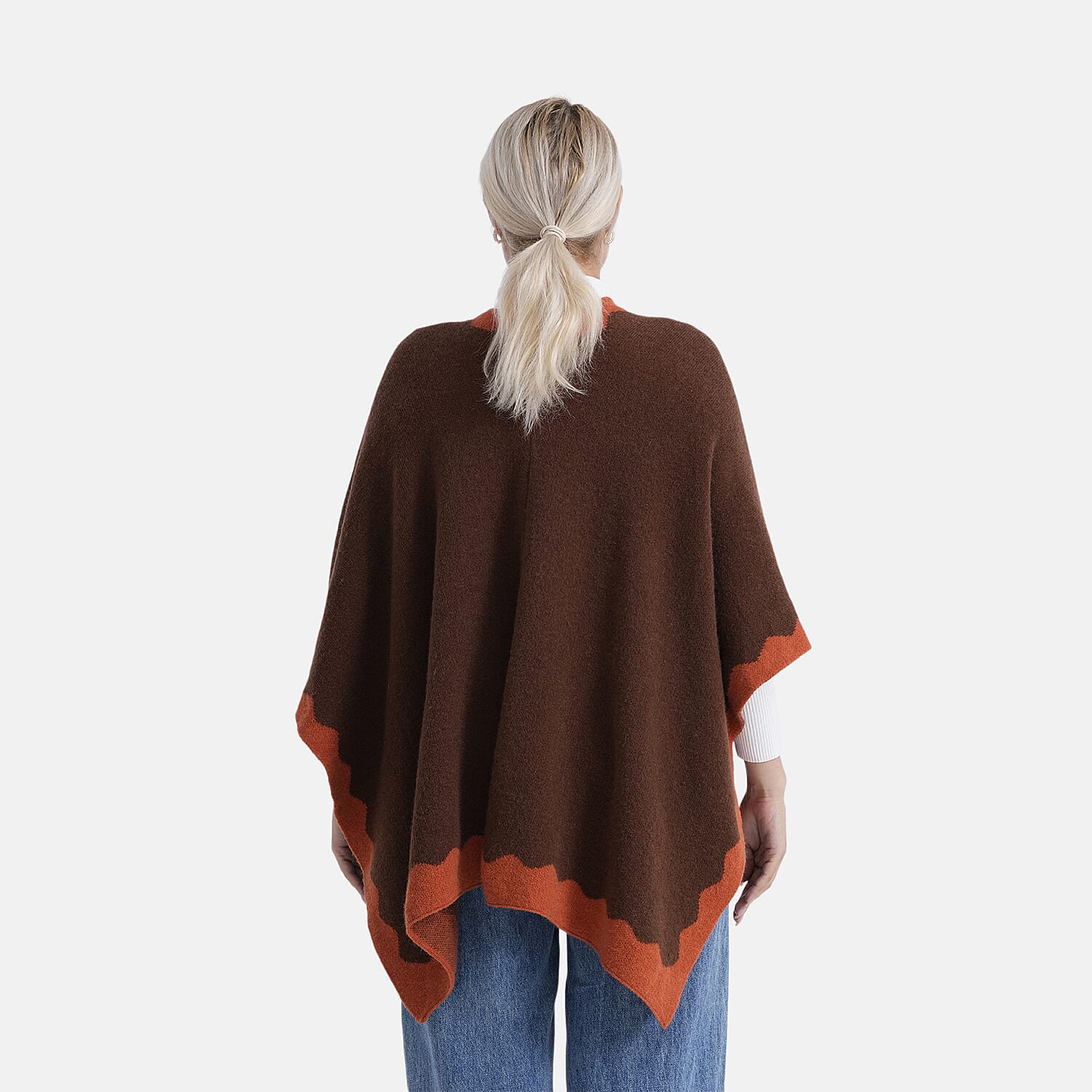 Styled-By-Acrylic-Solid-Poncho-Size-One-Size-Orange-Khaki