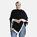 Styled By Knit Poncho with Contrasting Scalloped Edge (One Size) - Beige