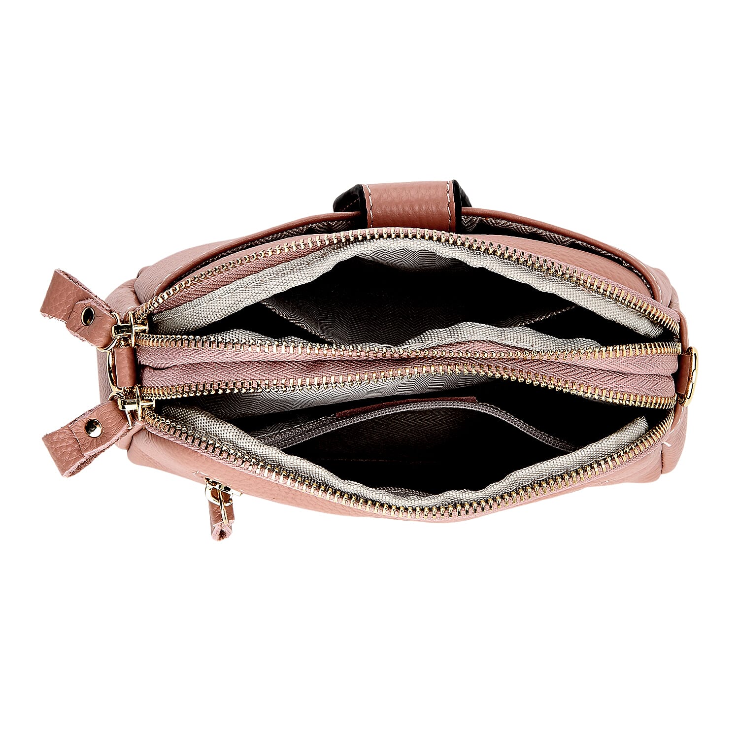 Set of 2 Genuine Leather Crossbody Bag & RFID Card Wallet - Dusty Pink