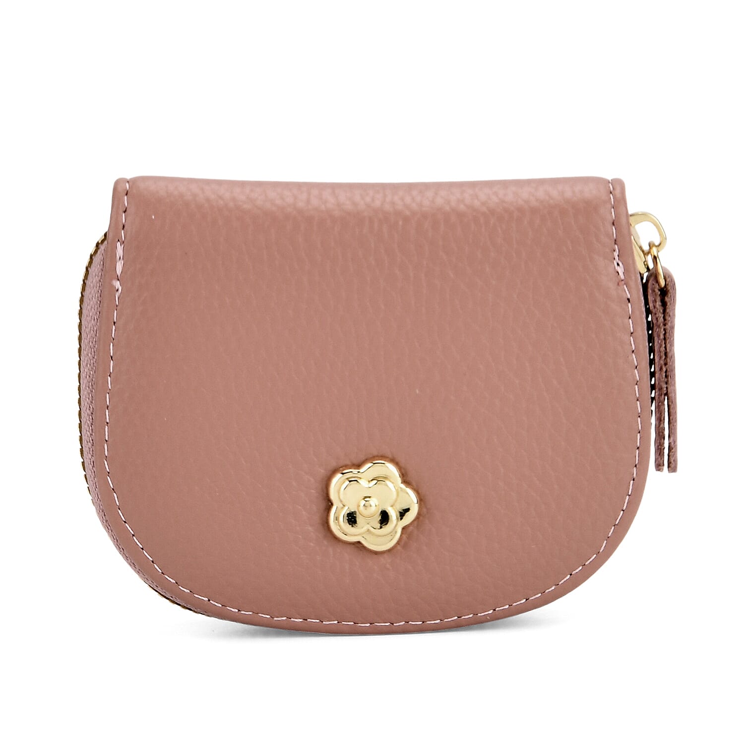 Set of 2 Genuine Leather Crossbody Bag & RFID Card Wallet - Dusty Pink