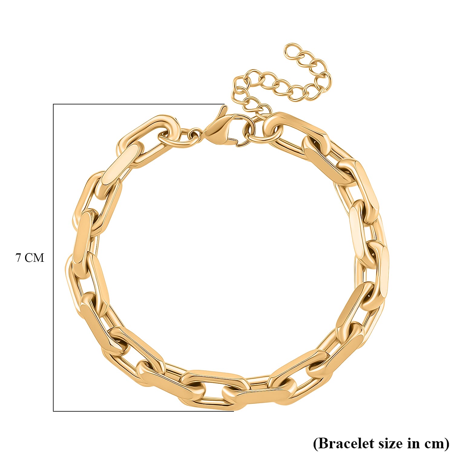 Designer Inspired - Cable Bracelet (Size - 7.5 - 1.5 Ext) with Lobster Clasp in Yellow Gold Plating Designer Inspired - Cable Bracelet (Size - 7.5 - 1.5 Ext) with Lobster Clasp in Yellow Gold Plating
