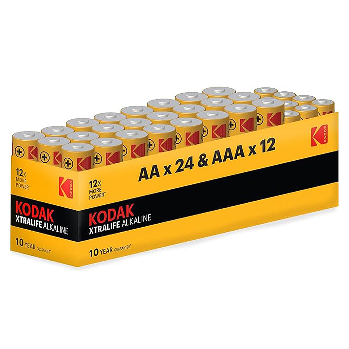 Kodak Xtralife Alkaline Batteries - Pack of 36 (24xAA, 12xAAA) Expiry Date- 01-2034