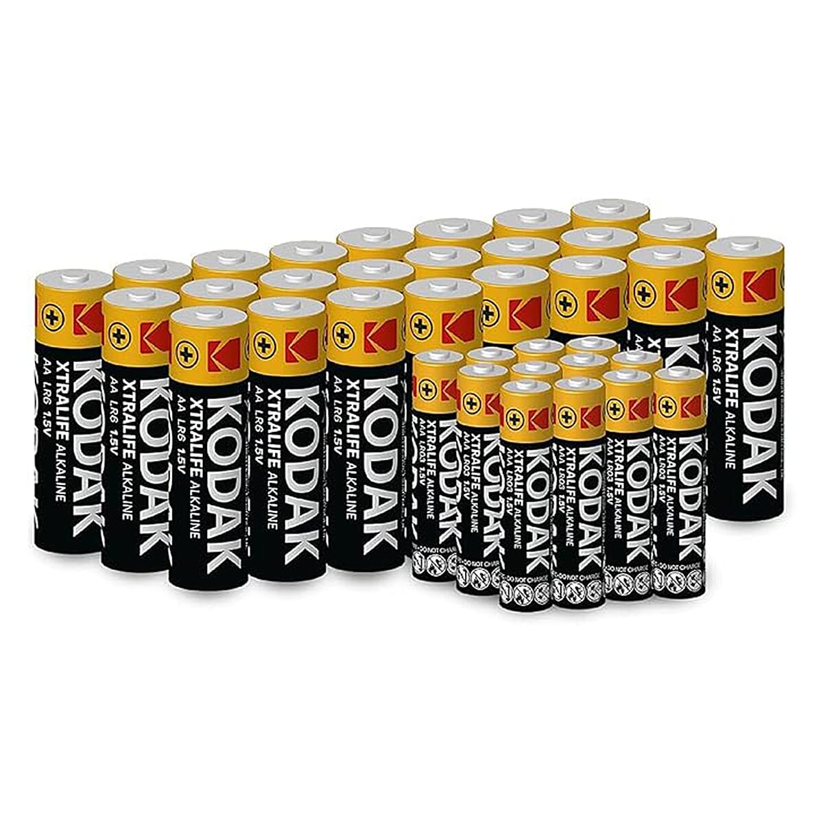 Kodak Xtralife Alkaline Batteries - Pack of 36 (24xAA, 12xAAA) Expiry Date- 01-2034