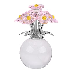 7-Head Crystal Glass Flower Decor - Pink