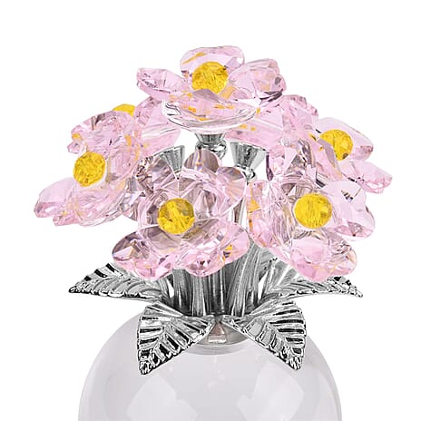 7-Head Crystal Glass Flower Decor - Pink