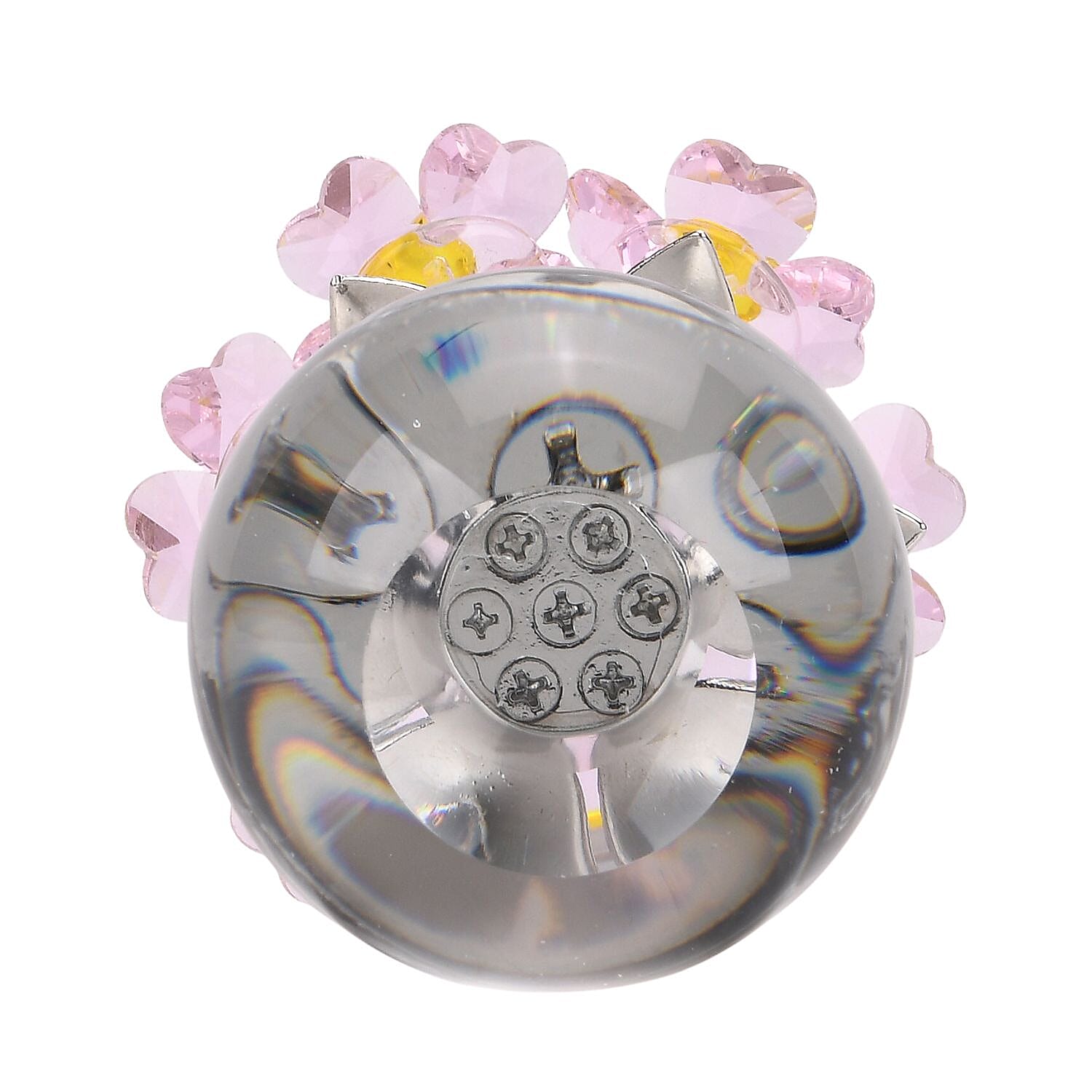 7-Head Crystal Glass Flower Decor - Pink