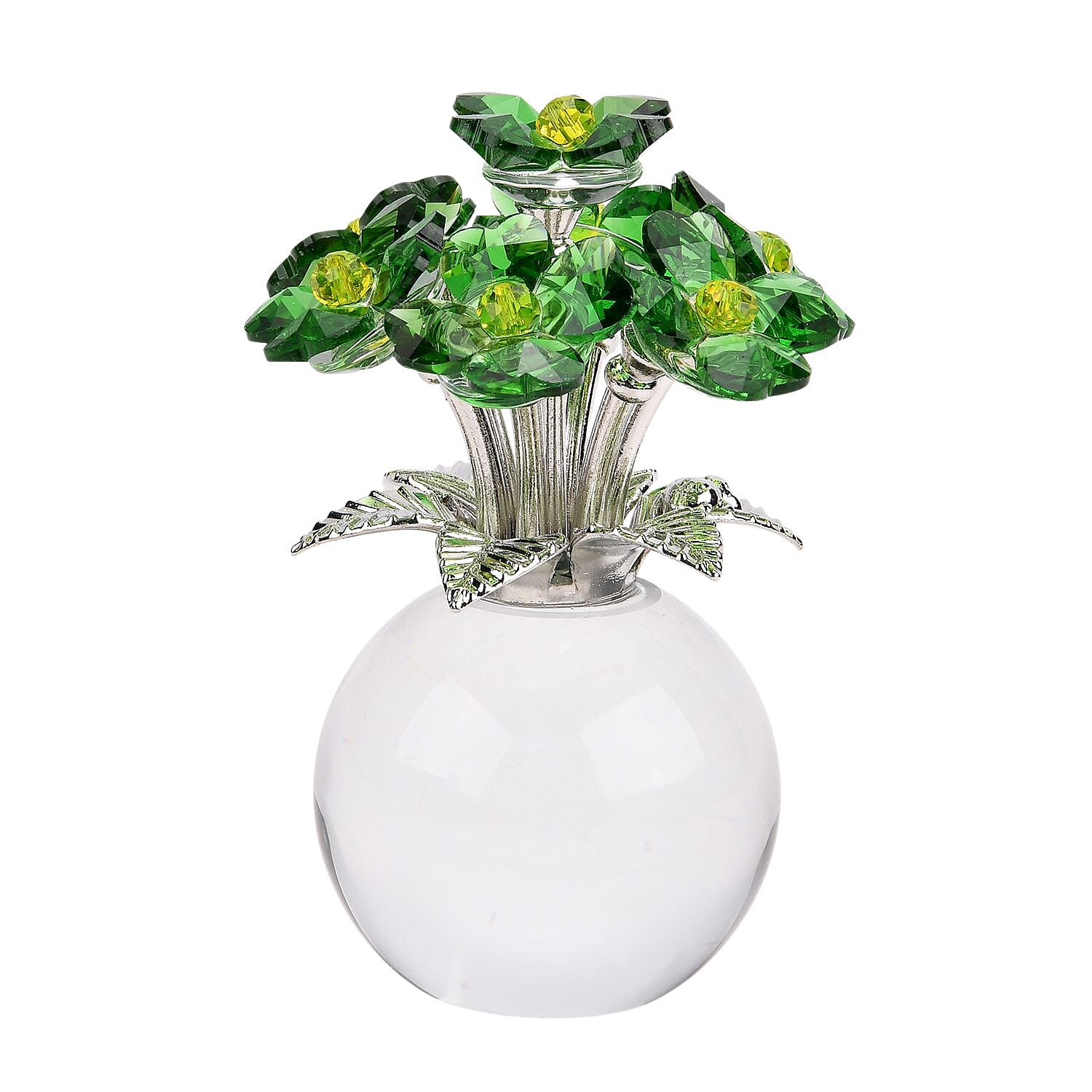 7-Head Crystal Glass Flower Decor - Green