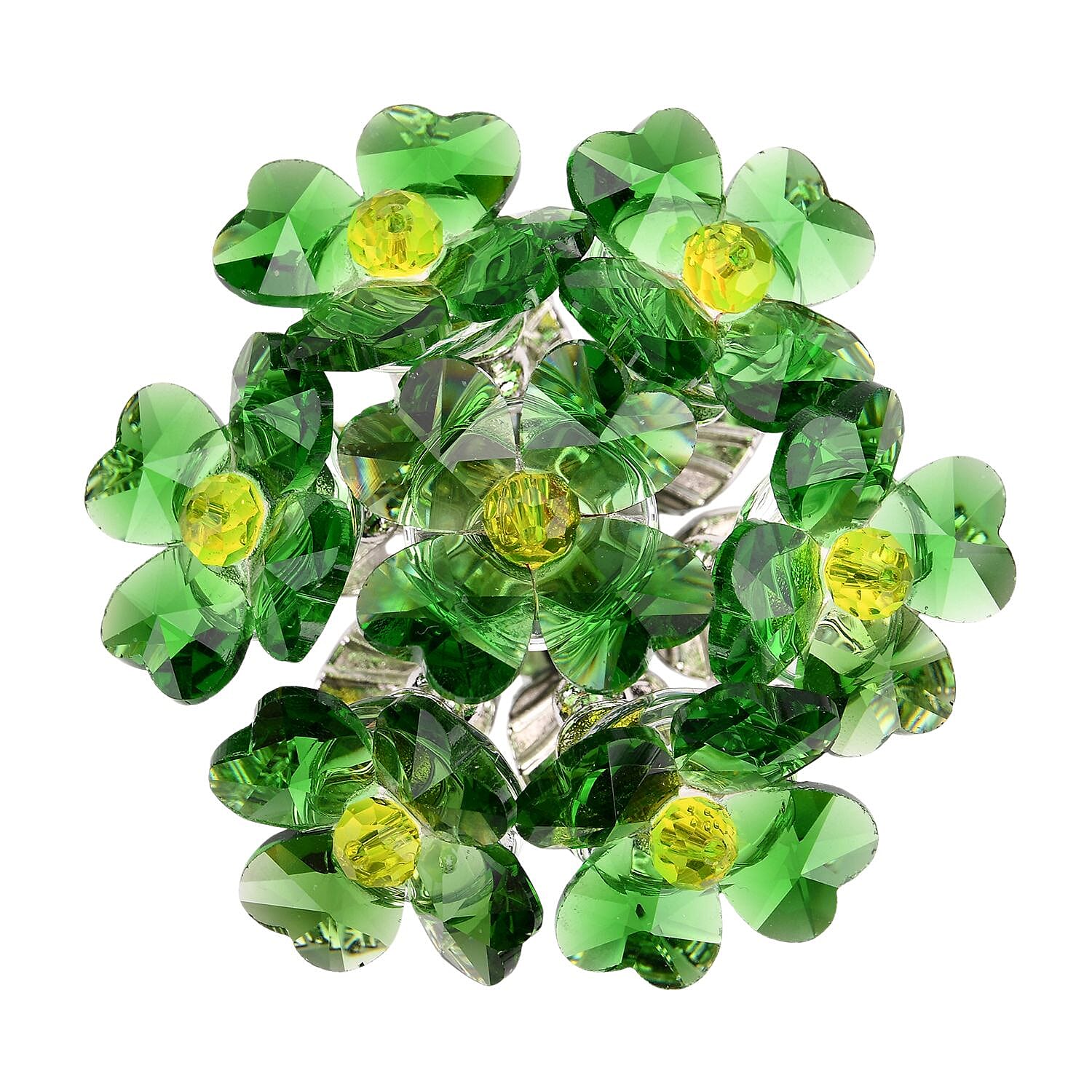 7-Head Crystal Glass Flower Decor - Green