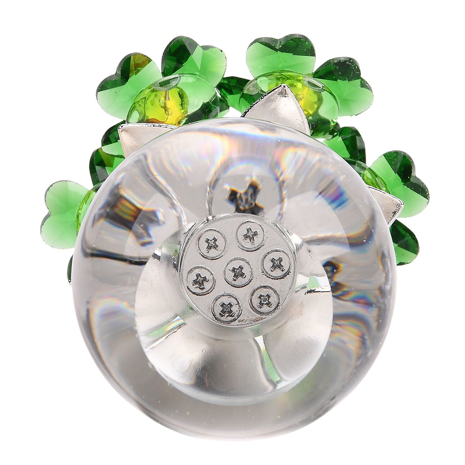 7-Head Crystal Glass Flower Decor - Green