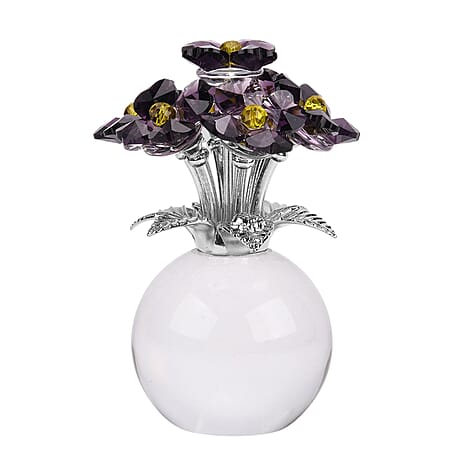 7-Head Crystal Glass Flower Decor - Purple