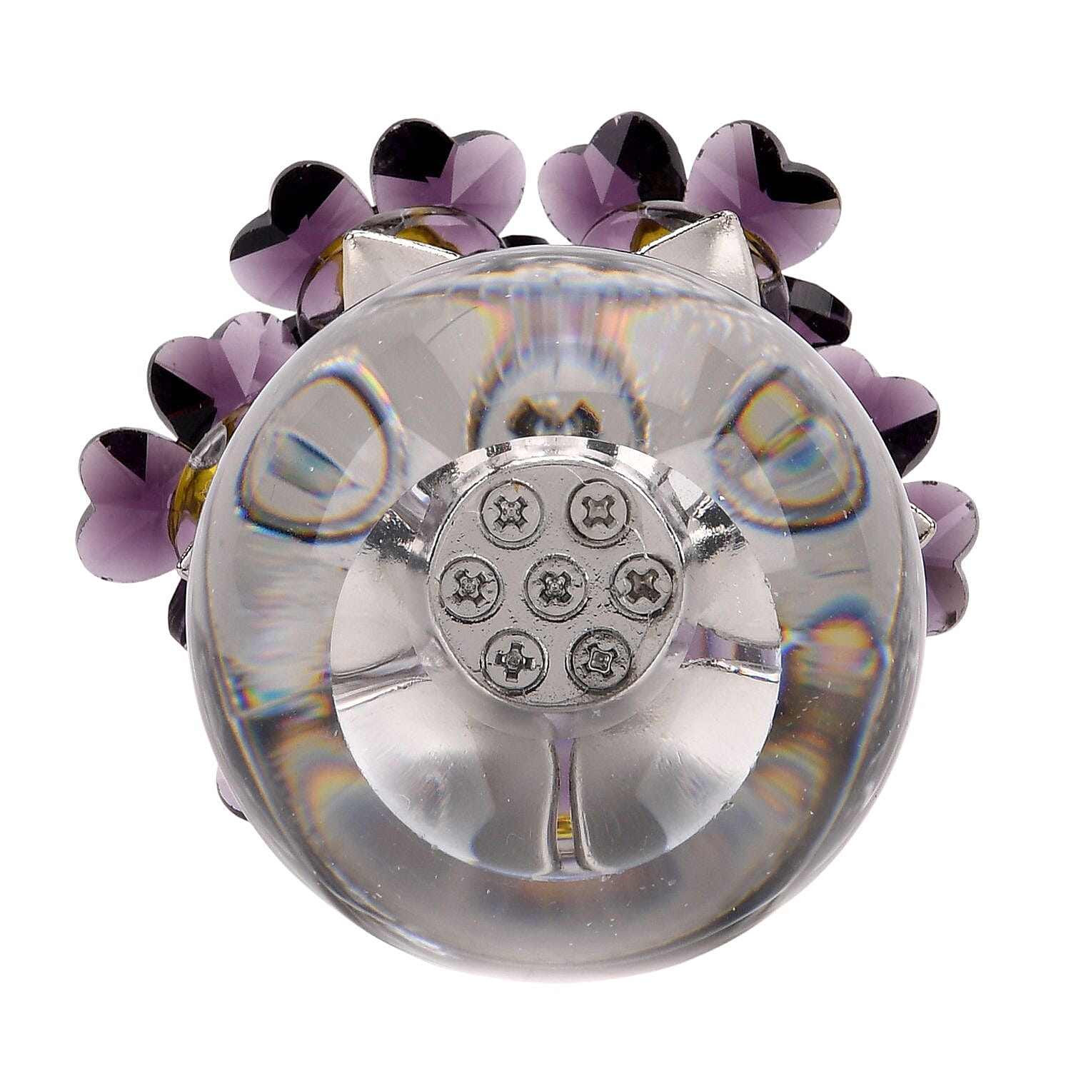 7-Head Crystal Glass Flower Decor - Purple