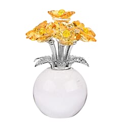 7-Head Crystal Glass Flower Decor - Pink