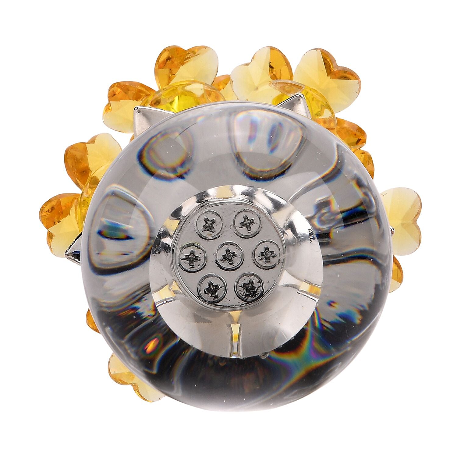 7-Head Crystal Glass Flower Decor - Yellow