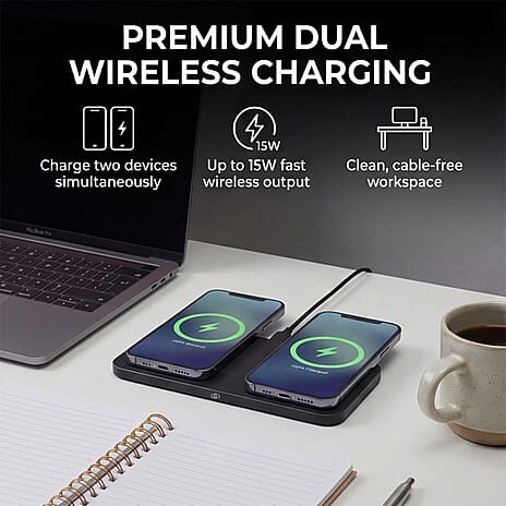Hybrid 15W Premium Dual Wireless Charging Pad - Grey