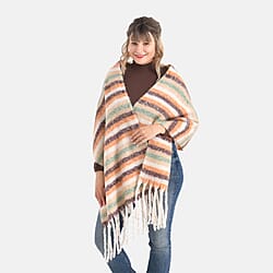 Striped Soft Touch Large Shawl with Tassel