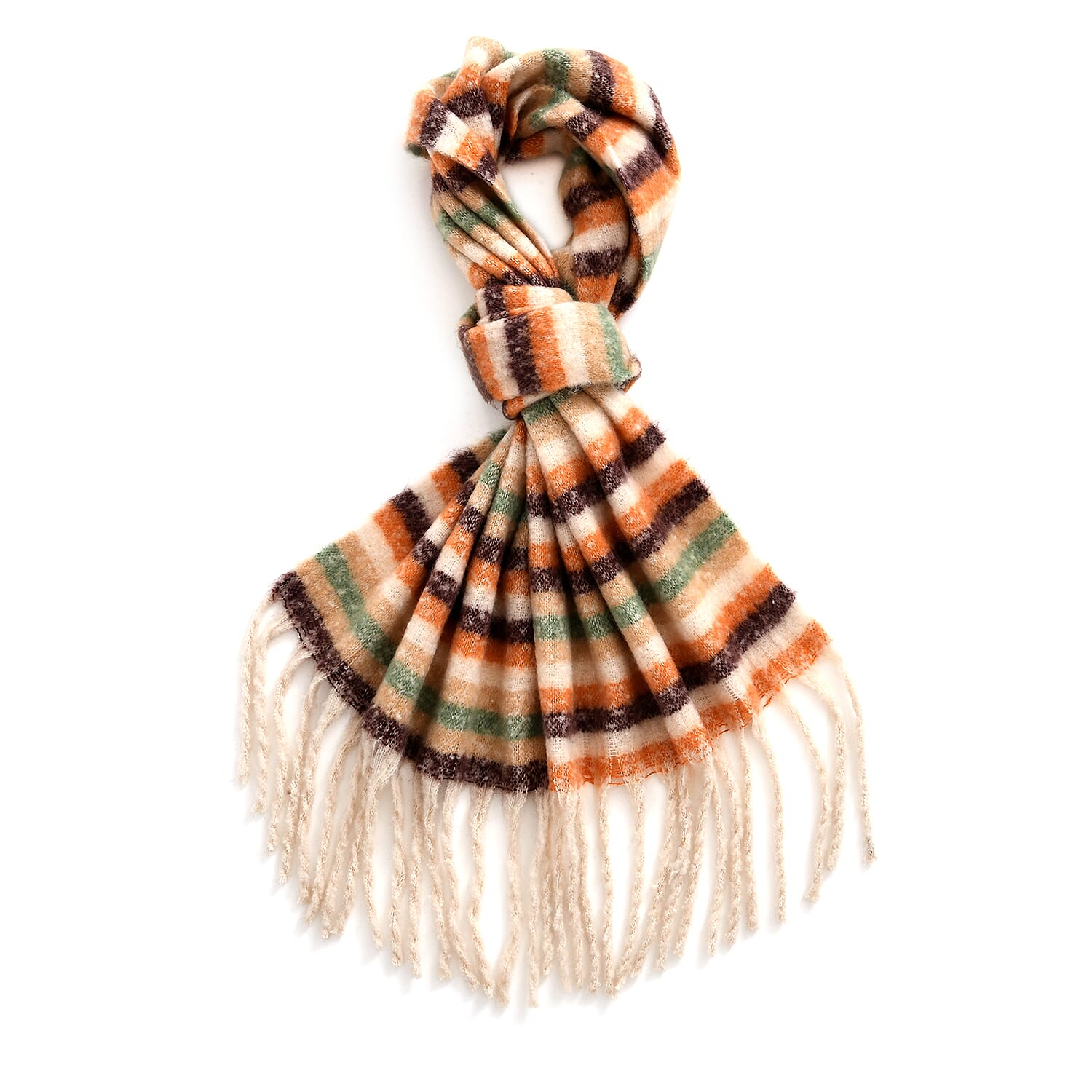 Soft Touch Large Shawl with Tassel (180 x 50 cm) - Beige & Multicolour