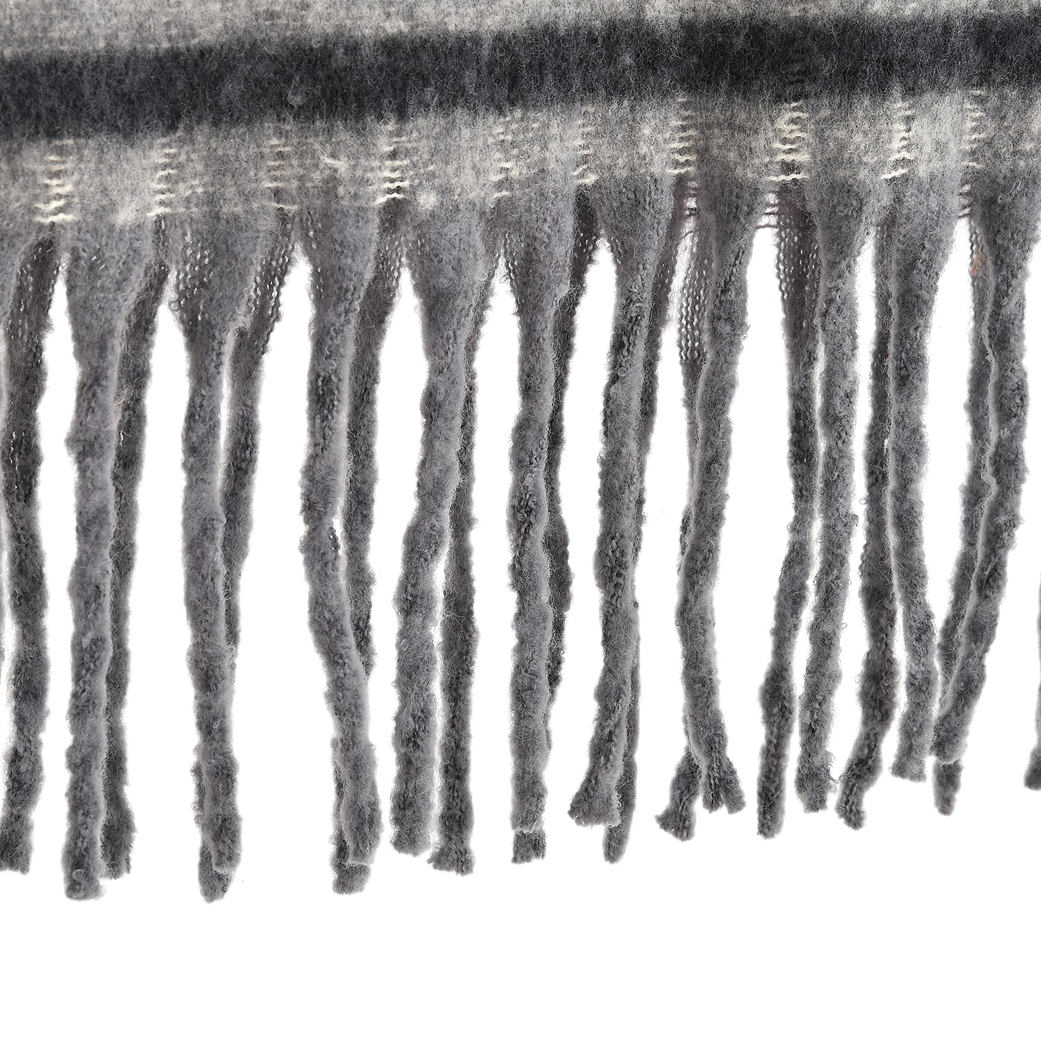 Striped Soft Touch Large Shawl with Tassel (180 x 50 cm) - Grey