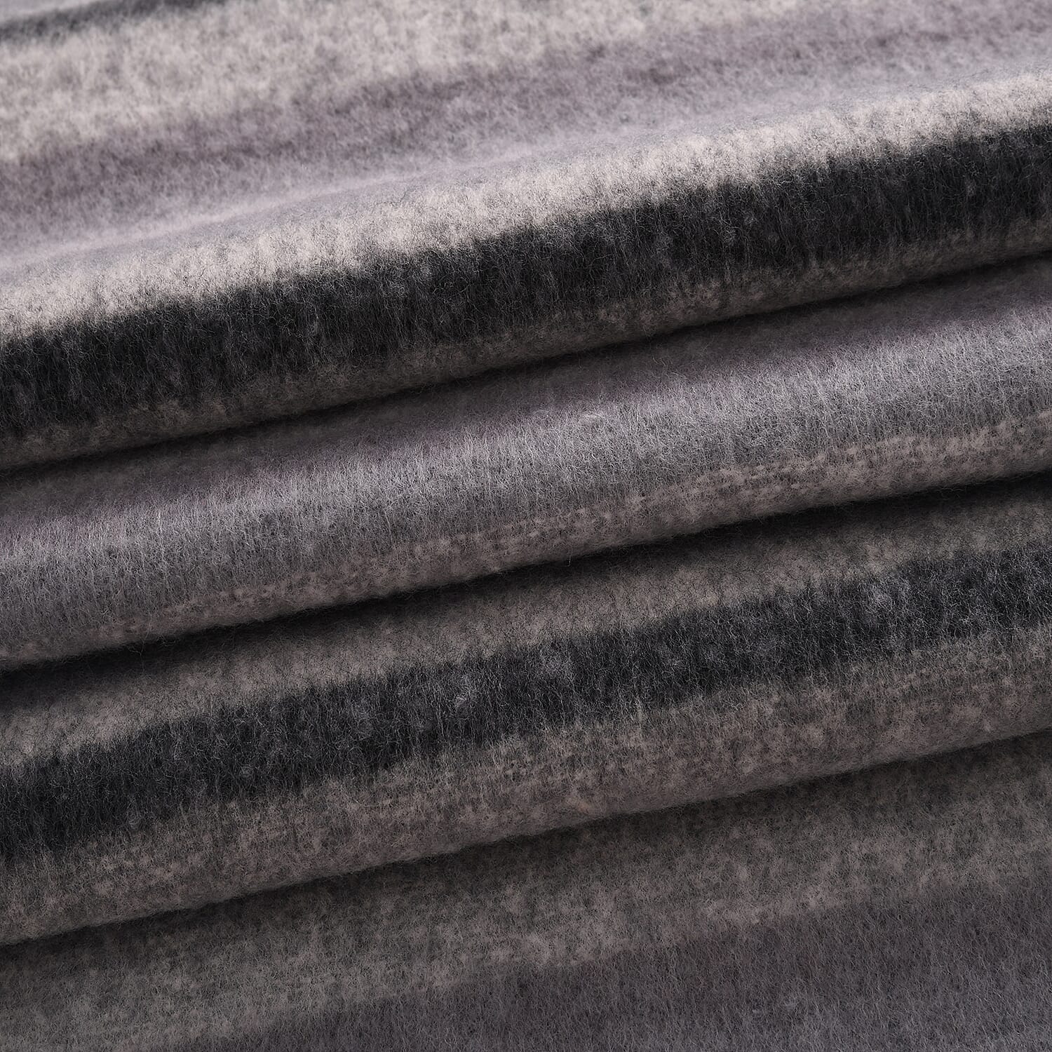 Striped Soft Touch Large Shawl with Tassel (180 x 50 cm) - Grey