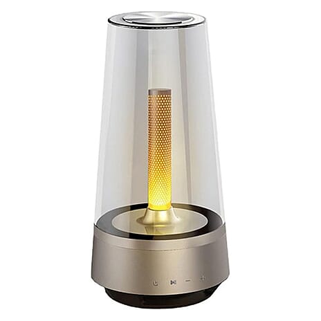 Hybrid Ambiance Speaker with Candle Effect LED Lighting - Grey