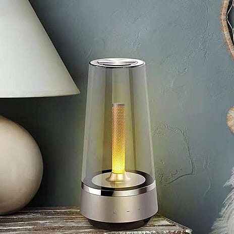 Hybrid Ambiance Speaker with Candle Effect LED Lighting - Grey