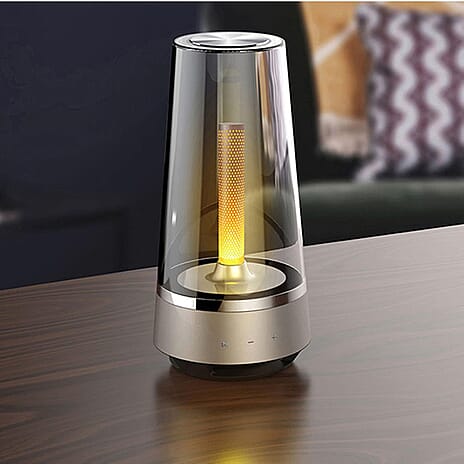 Hybrid Ambiance Speaker with Candle Effect LED Lighting - Grey
