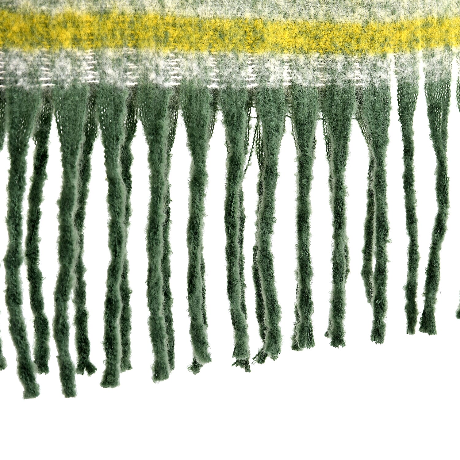 Striped Soft Touch Large Shawl with Tassel (180 x 50 cm) - Green